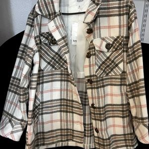 Kensie Ivory Plaid Shacket
